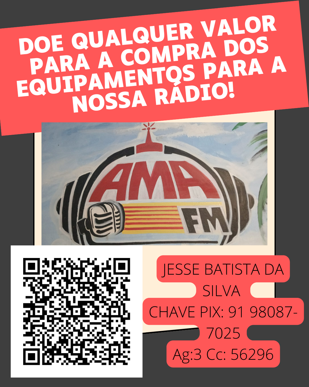 Flyer de apoio à rádio da igreja